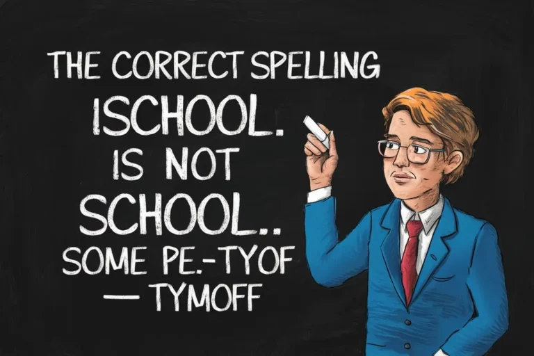 the correct spelling is school not school. some pe - tymoff